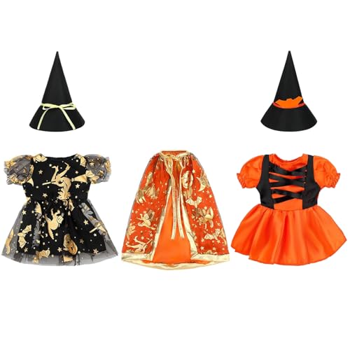 Halloween Kostüm Puppen, Puppenkleidung Halloween für 18 Zoll Puppen, Baby Puppen Kleidung mit Mütze, Puppenumhang, Puppe Zubehör, Kleidung Outfits für Baby Puppen