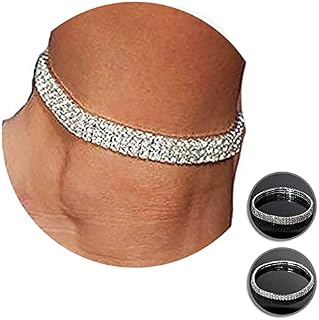 2PCS Twinkle Diamond Anklet Elastic Bling Shining Foot Jewelry Bracelet Bridal Summer Jewelry