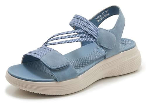 SMajong Sandali Sportivi da Donna Sandalo con Supporto Arco Plantare Comode e Regolabili Piatto Sandali Scarpe Estivi da Trekking da Spiaggia Blu 35 EU SMajong Sandali Sportivi da Donna Sandalo con Supporto Arco Plantare Comode e Regolabili Piatto Sandali Scarpe Estivi da Trekking da Spiaggia Blu 35 EU