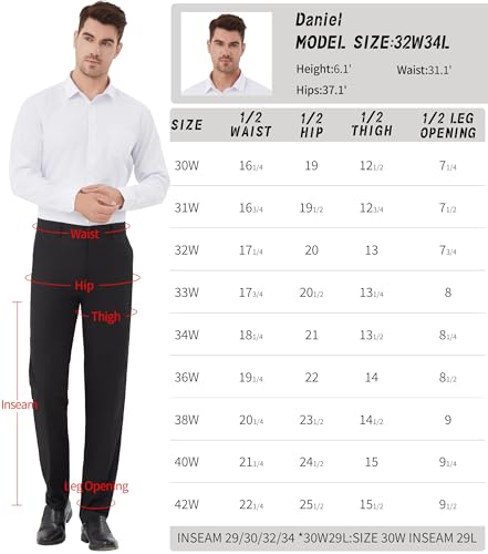 Image of Men's Classic Fit Flex Flat Front Dress Pants Formal Pants for Business & Office