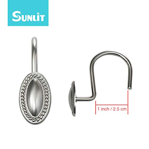 image for Sunlit Luxury Design Brushed Nickel Oval Shower Curtain Hooks Rust Pro