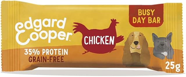 Edgard & Cooper Natural Treats for Adult Dogs & Puppies - Chicken Busy Day Bar - Grain Free Rewards Full of Fresh Meat - 25g