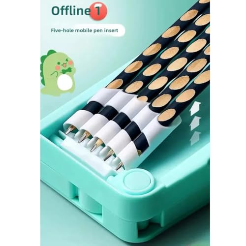 Image of Storio Kids Pencil Box, Space & Dino Theme, Unisex, Multi-Color, 4 Compartments, Magnetic Lock
