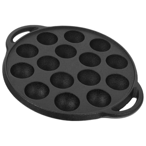 Yardwe Cast Iron Snail Frying Pan 10.24 Inch Thickened 15-Hole Iron Pan for Even Cooking Meatballs Snails and Home Kitchen Use
