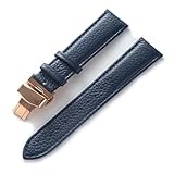 EDVENA Orologio In Pelle Con Cinturino In Morbida Pelle Di Vacchetta Verde For Uomo E Donna, Compatibile Con Longines E Tissot(Dark blue rose,17)