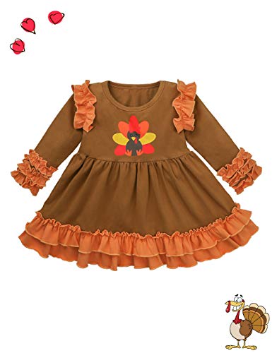 Toddler Thanksgiving Baby Girl Dress Turkey Tutu Dress + Printing Pants + Headband 3PC Outfits Set2