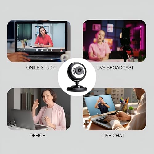 Image of MR. BOSS USB Webcam QPC-1010 ? 480P HD with Built-in Mic, 6 LED Night Vision, 30 FPS, F6.0 F2.0 Lens, Plug & Play Camera for PC, Laptop, Video Calls & Online Meetings