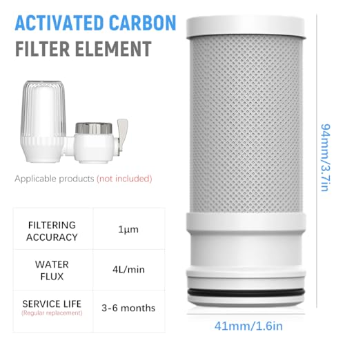 Image of Supvox Activated Carbon Water Filter Cartridge, 1.6 inchx3.7 inch, 1 Micron Filtration, Upgrade, 1 Count