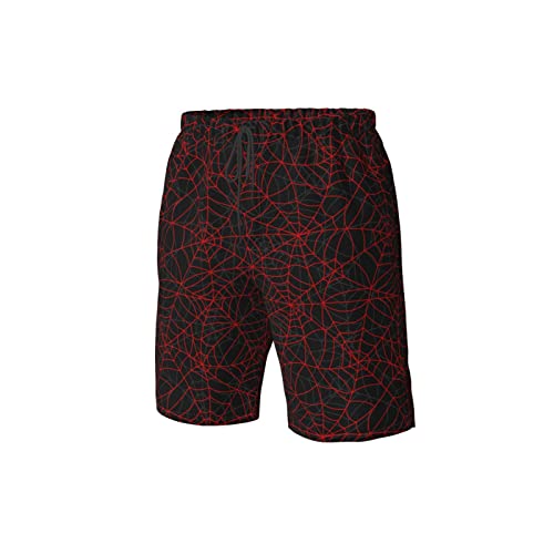 Abstract Spider Web red Black Mens Swim Trunks Beach Shorts Summer Sports Running Bathing Suits2