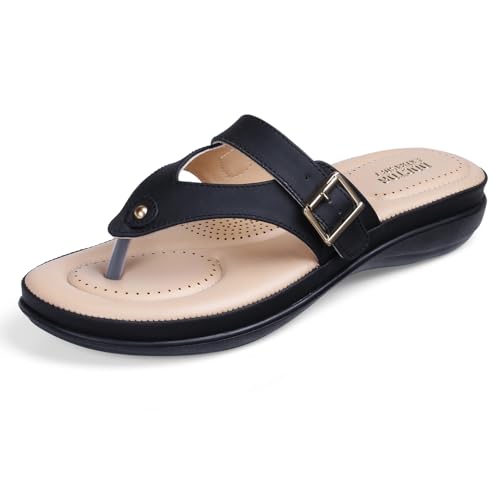 Image of DOCTOR EXTRA SOFT Women's Flat Comfortable Memory Foam Slippers /Flip-Flops Fashion Stylish Casual Diabetic Orthopedic Lightweight Synthetic Slip-on Sandals with Adjustable Strap for Girls /LadiesD-623