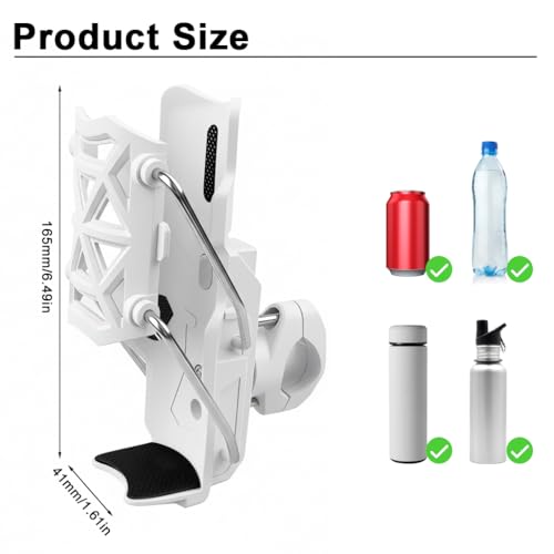 Image of STHIRA Motorcycle Bottle Holder, Riding Water Bottle Holder, Adaptive Folding Bottle Holder for Motorcycle, Durable Nylon Material, 360 Rotatable Angle Design, Bike Motorcycle Accessory, White