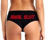 Anal Slut Pantis Black Sexy Panty G-String,Anal Queen Thong Naughty Kinky Gift For Her Gift for Hot Wife (US, Alpha, X-Large, Regular, Regular, Red)