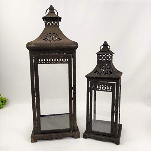 Lanterna Marroquina Decorativa 56/40cm Café Rústica 2pçs