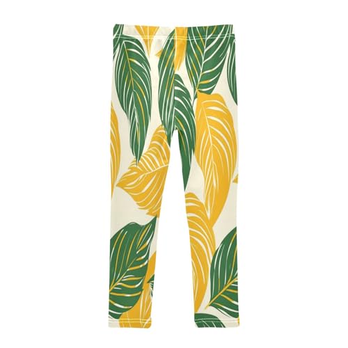 Toddler Girls Leggings Printed Yoga Pants Leggings Green Yellow Leaf for Kids2