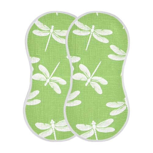 4 Pack Baby Burp Cloths, Soft Absorbent Burping Cloths for Babies, Cotton Milk Spit Up Rags, Large Size for Newborns, Baby Boys and Girls (Emergent Dragonfly Pattern)3