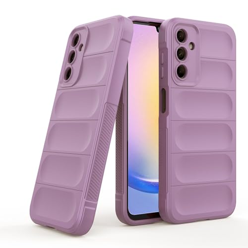 Image of amazon basics Mobile Cover for Samsung Galaxy A25 5G | Full Camera Protection | Liquid Silicon Case | Flexible Bumper Case for Samsung Galaxy A25 5G (Purple)