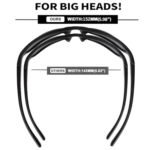 WISTON XL Z87 Sunglasses for Big Wide Heads Men Women TR90 Ultralight Wrap Around Shades UV400 Safety Glasses W87004