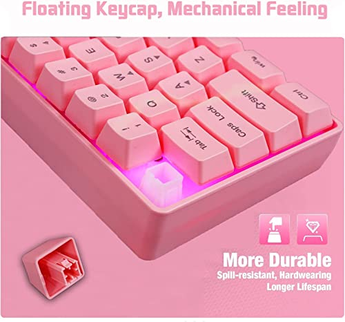 Image of HXSJ V700 Wired Gaming Keyboard RGB Streamer 61-key Gaming Keyboard for Game /Office Black (Pink)