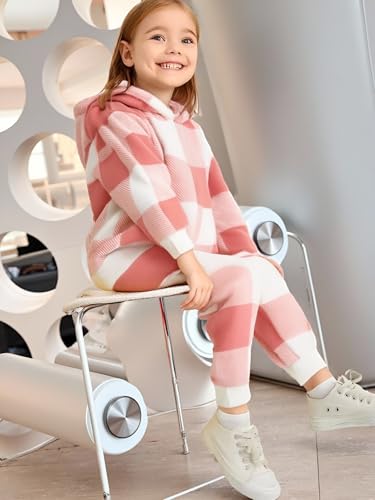 Toddler Baby Girl Clothes Outfits Winter Long Sleeve Waffle Plaid Thicken Sweatshirts Pants Cute Girl Warm Outfits Set4