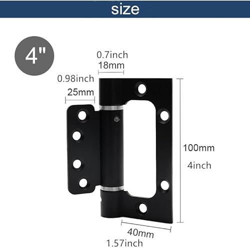 Self Closing Door Hinges 4" X 4 Inch,Stainless Steel Door Hinges Interior Door Hinges Spring Loaded Door Hinges Bathroom Pantry Basement Front Heavy Duty Door Hinges 2 Pack (Black, 2 Pack) #TOP4