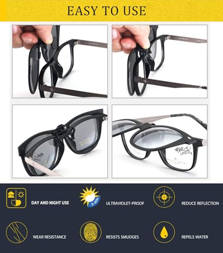 Image of Polarized Clip-on Sunglasses Over Prescription Glasses Anti-Glare UV Protection Flip-up Sun Glasses