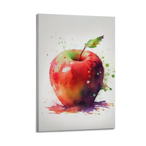 Poster aquarelle pomme colorée JIDUHON toile premium style cadre décoration murale