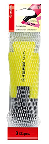Surligneur STABILO NEON - Filet x 3 surligneurs - Jaune fluo