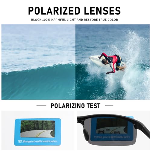 Image of Men's Polarized Semi-Rimless Sports Sunglasses with UV Protection - Ideal for Outdoor Activities