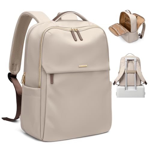 GOLF SUPAGS Mochila Ordenador Portatil Mujer de 15.6 Pulgadas, Mochilas Casual Antirrobo Viaje para Trabajo Universidad y Viaje (Albaricoque)