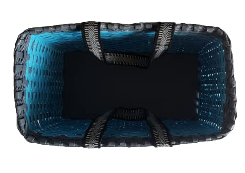 Image of Paperus, Large, Sky Blue & Grey, Picnic Basket, Carry Bag, Lunch Bag, Tiffin Basket For Office, Eco-Friendly Of Paper Ropes 11 In Tall 14 In Length 7 In Wide Base, Rectangular