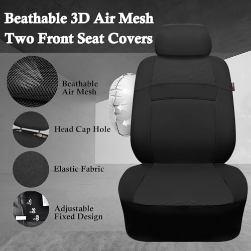 Image of CAR PASS 3D Air Mesh Car Seat Covers Two Front Seats Only, Universal Seat Covers for Car Fit SUV,Vans,Sedan,Trucks, Breathable Automotive Interior Seat Covers Airbag Compatible (Black)