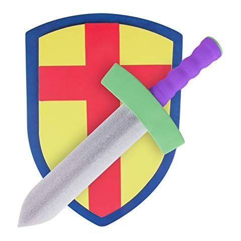 Super Z Outlet Children's Foam Toy Medieval Joust Sword & Shield Knight Set Lightweight Safe for Birthday Party Activities, Event Favors, Toy Gifts Cover