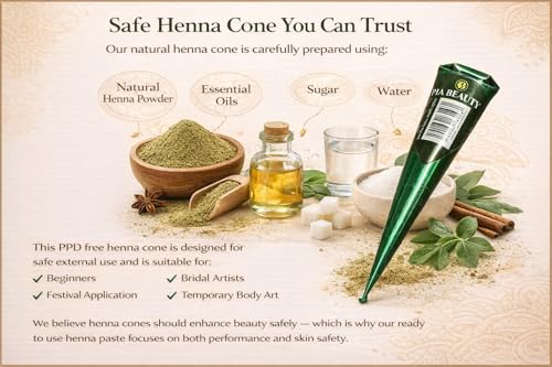 Pack de 6 conos naturales de henna sin PPD miniatura 3