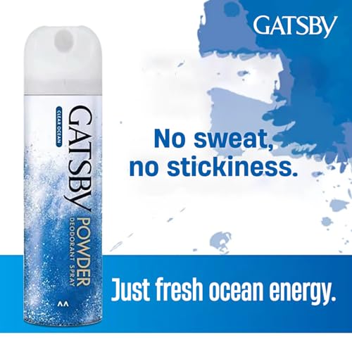 Image of Gatsby Japan's No. 1 Powder Deodorant Bodyspray - Clear Ocean, 130g | Long Lasting Freshness | Fresh and Clear Marine Fragrance | Deo for Men