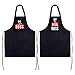 BETESSIN 2Pièces Tablier de Cuisine Chef Couple Apron The Real Boss Motif avec Poche pour Fiançailles Mariage Anniversaire Barbecue Ménage Familial(Noir et Noir)