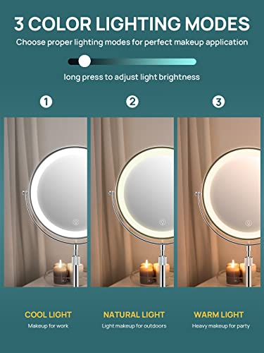 OMIRO 3X/10X Magnifying Makeup Mirror with Light - Image 4
