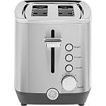 GE 2 Slice Stainless Steel Toaster, Extra Wide Slots for Toasting Bagels, Breads, Waffles & More, 7 Adjustable Shade Settings, Removable Crumb Tray, Countertop Kitchen Essentials, 850 Watts