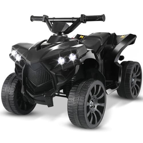 MAMIZO 6V Elektro-Quad Kinder, Kinderfahrzeug mit 3 KM/h, MP3-Musikplayer, Trompete, Scheinwerfer & USB-Aufladung, Elektroquad für Kinder ab 3 Jahre, Schwarz