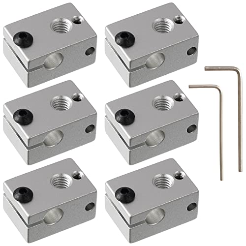 EPLZON 3D Printer Sensor Heater Block Compatible with E3D V6 forHT-NTC100K PT100 Sensor with 2pcs Wrench(Pack of 6 Pcs)