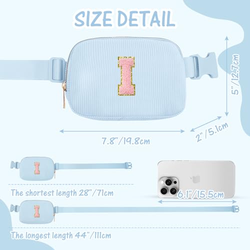 Image of Gitus Birthday Gifts for 10 11 12 13 14 15 16 Year Old Girls Personalized Gifts for Women Initial Fanny Pack Crossbody Bag Belt Bag Cute Preppy Stuff for Teen Girls Teenage Girl Gifts (Icing Blue-I)
