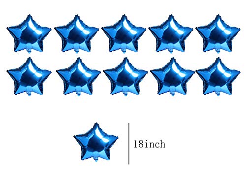 Image of 10pcs Star Shape Foil Mylar Helium Balloon 18 inch Balloon Birthday Party Decoration Foil Balloons,Wedding,Baby Shower Decor - Blue