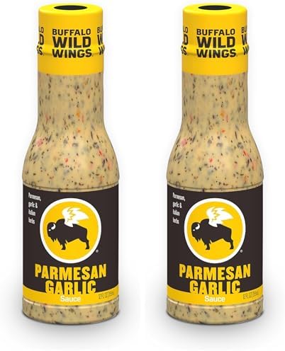 Buffalo Wild Wings Parmesan Garlic Sauce, 12 fl. oz., Perfect Dipping Sauce, Chicken Marinade, Chicken Parmesan Topping and Wing Seasoning, Made with Italian Herbs (Pack of 2)