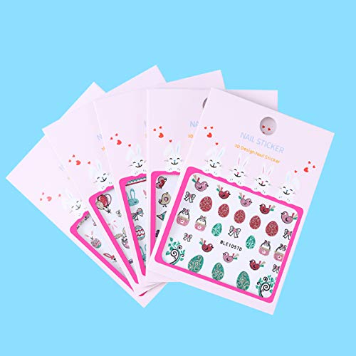 Minkissy osterhasen nagelaufkleber, 20 blätter osterhühnerei nail art aufkleber glitter kaninchen tipps falsche… – Bild 8