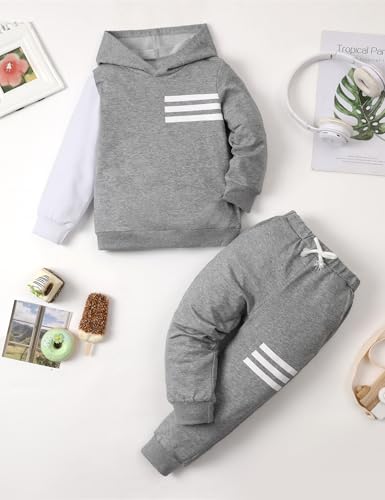 Image of Toddler Boy Clothes Long Sleeve Hoodie Sweatsuits Tops and Pants 2Pcs Boys Fall Winter Outfits Set
