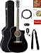 Fender CD-60SCE Dreadnought Acoustic-Electric Guitar - Black Bundle with Hard Case, Tuner, Strap, Strings, Picks, Instructional DVD, Polishing Cloth