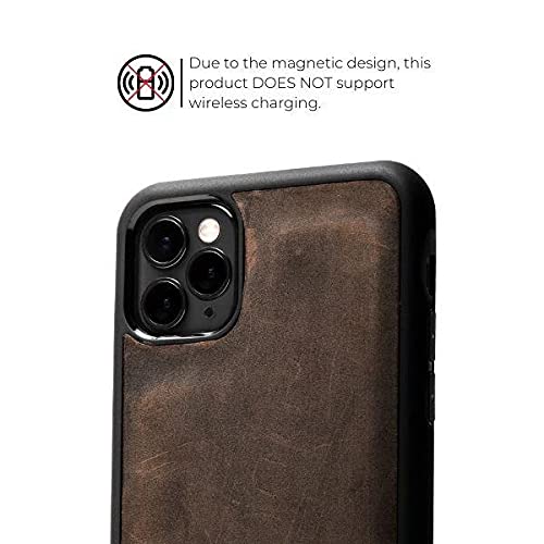 PEGAI Personalized 100% Leather Wallet Case for iPhone 12, with Card Holder, Screen Protector, Handmade, Protective, Magnetic, | McLean Chestnut
