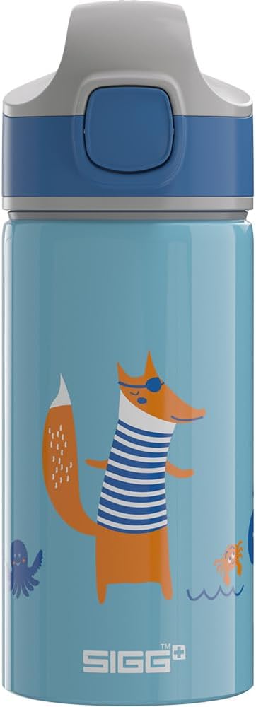 Sigg - Kids Miracle Water Bottle - Fox - Lightweight Aluminium with Leak-Proof Lid - One Hand Children's Drink Bottle - 13 Oz