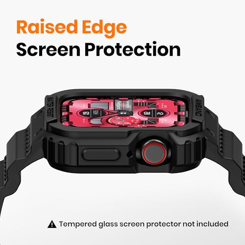 Image of amBand Compatible for Apple Watch Band 41mm 40mm 38mm with Bumper Case, Rugged Men Women Bands for iWatch SE 3 SE2nd SE Series 9 8 7 6 5 4 3 2, Sport Military Protective Cases Drop-Proof, Matte Black