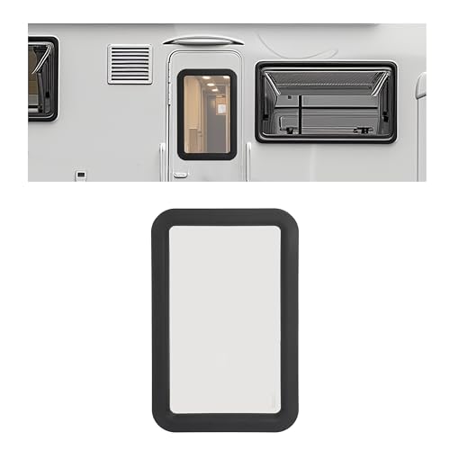 HECASA 12W x 21H RV Entry Entrance Door Window Compatible with Most RV Motorhome Camper Trailer Tempered Glass+Plastic(Nylon) Clear Window+Black