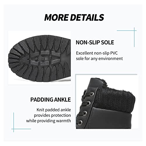 SERNIAL Womens Winter Snow Boots Fur Lined Ankle Boots White Black Side Zipper Booties4